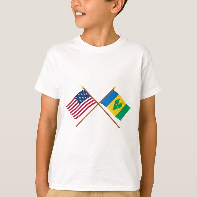 T-shirt Les USA et drapeaux croisés par Saint Vincent (Devant)
