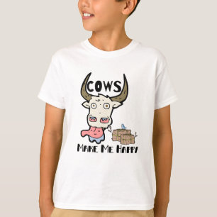 T-shirt Les vaches me rendent heureux, la vache Moo, la pe