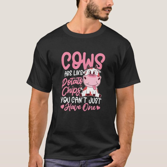 T-shirt Les vaches sont comme les chips, on ne peut pas se (Devant)