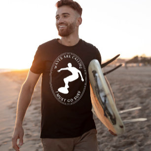 T-shirt les vagues qui appellent je dois surf blanc graphi