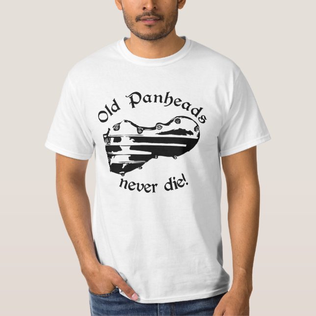 T-shirt Les vieux Panheads ne meurent jamais ! ! Harley Bi (Devant)