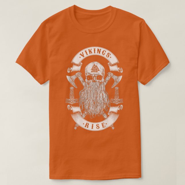T-shirt Les Vikings Montent Viking Skull Beard Thard (Design devant)