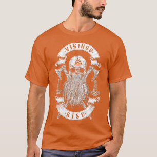 T-shirt Les Vikings Montent Viking Skull Beard Thard