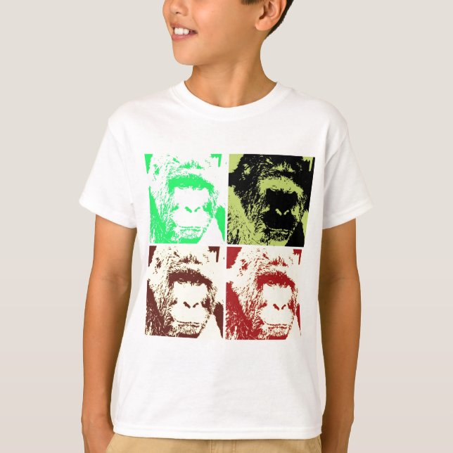 T-shirt Les visages de Gorilla Pop Art (Devant)