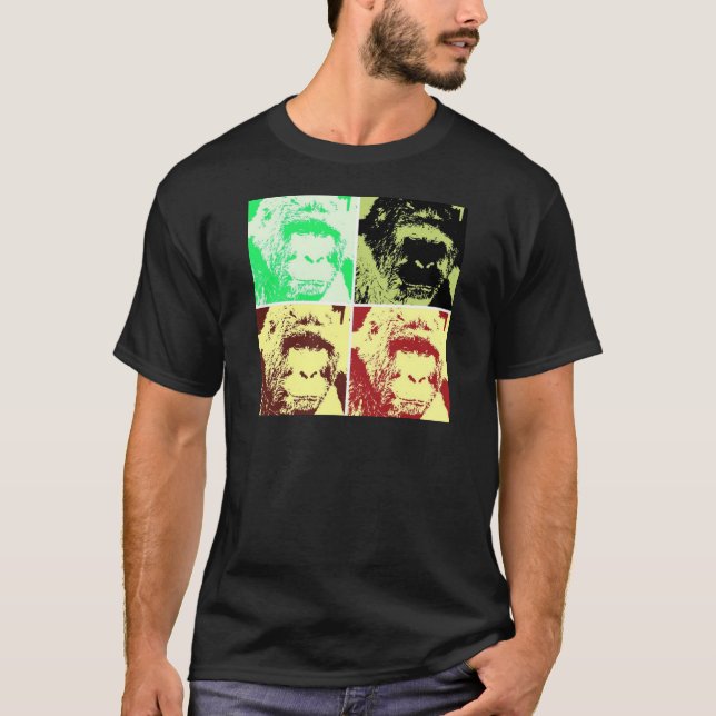 T-shirt Les visages de Gorilla Pop Art (Devant)