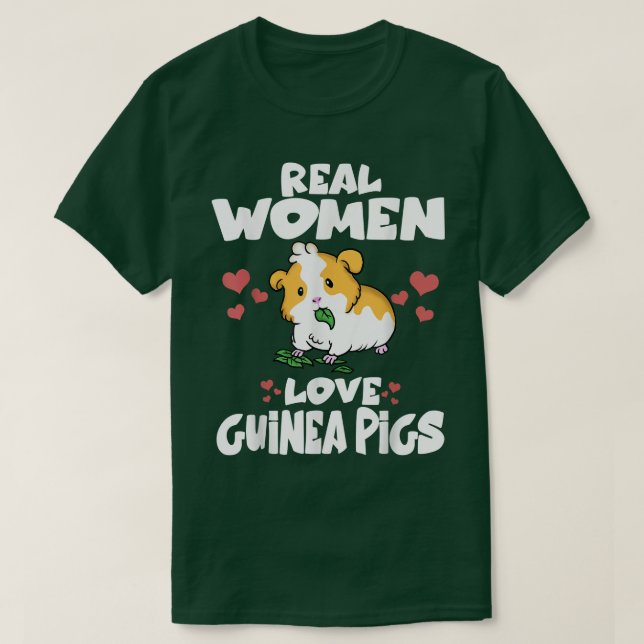 T-shirt Les vraies femmes adorent les cochons de Guinée mi (Design devant)