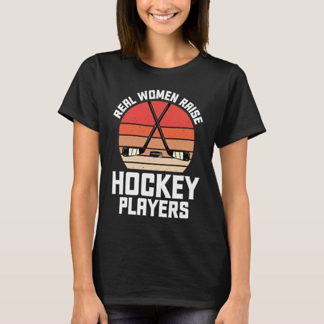 T-shirt Les vraies femmes font du hockey Joueuses Fête des (Devant)