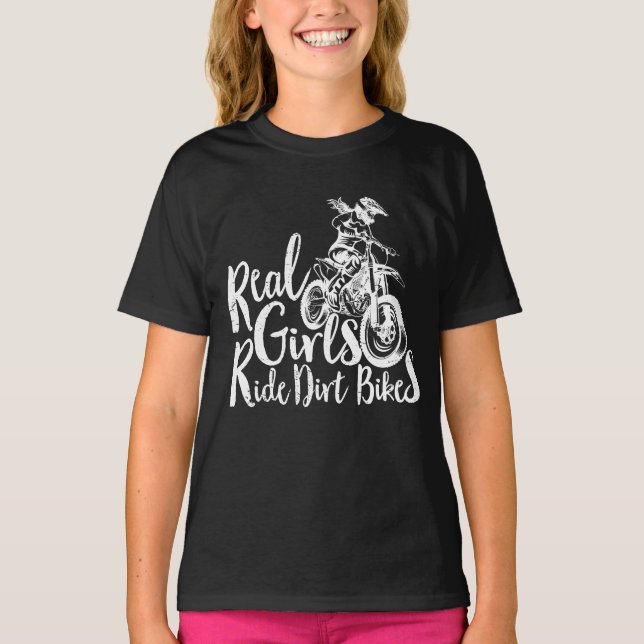 T-shirt Les vraies filles font du vélo en direct un cadeau (Devant)