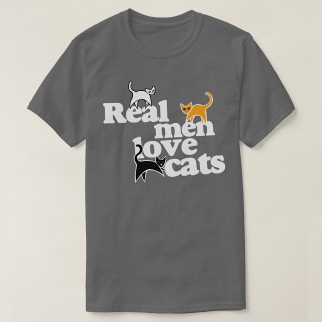 T-shirt Les vrais hommes aiment les chats (Design devant)