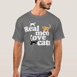 T-shirt Les vrais hommes aiment les chats