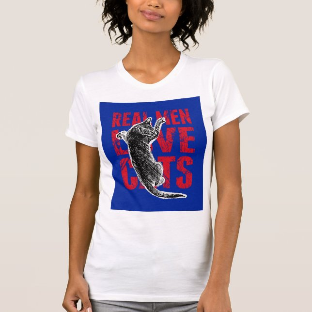 T-shirt Les vrais hommes aiment les chats (Devant)