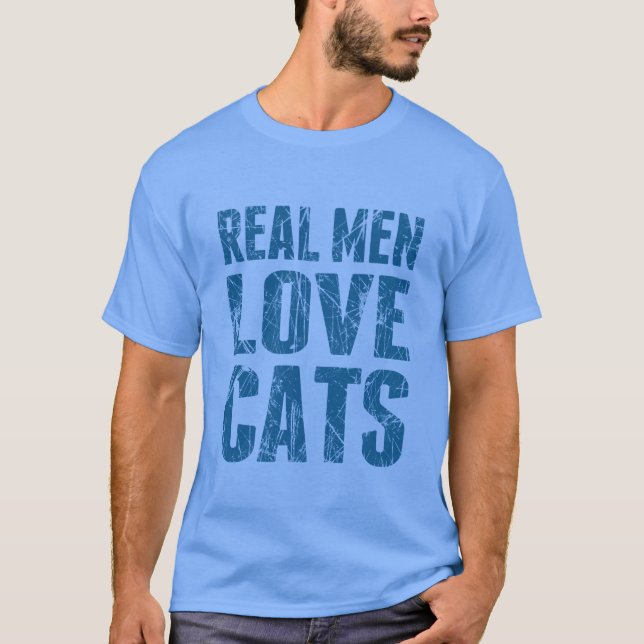 T-shirt Les vrais hommes aiment les chats (Devant)