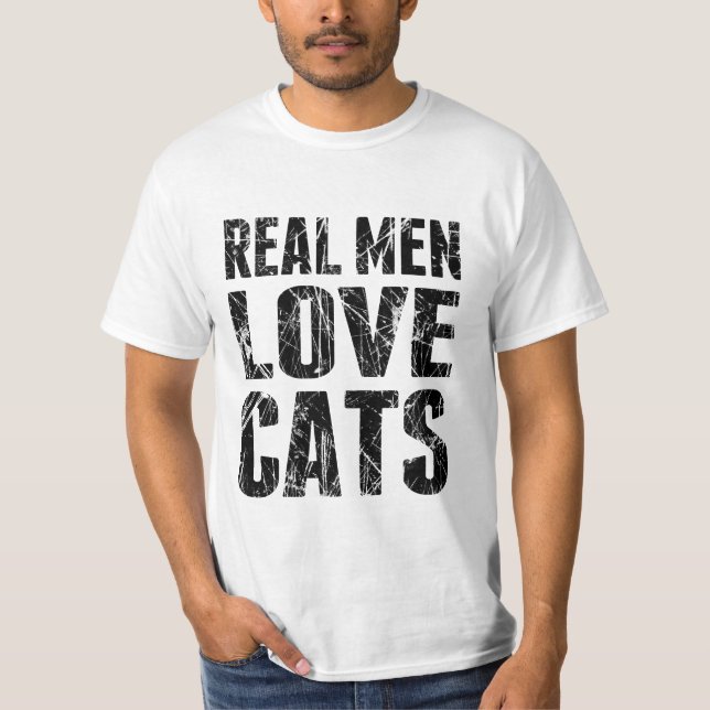 T-shirt Les vrais hommes aiment les chats (Devant)