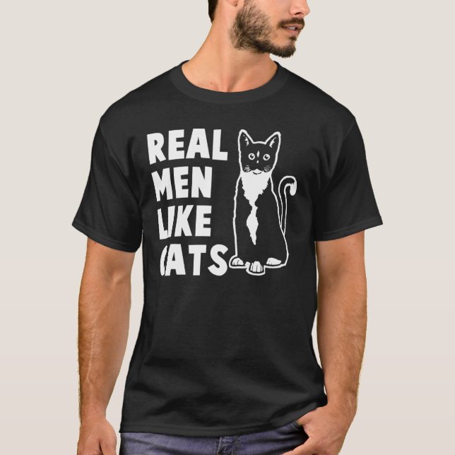 T-shirt Les vrais hommes aiment les chats (Devant)