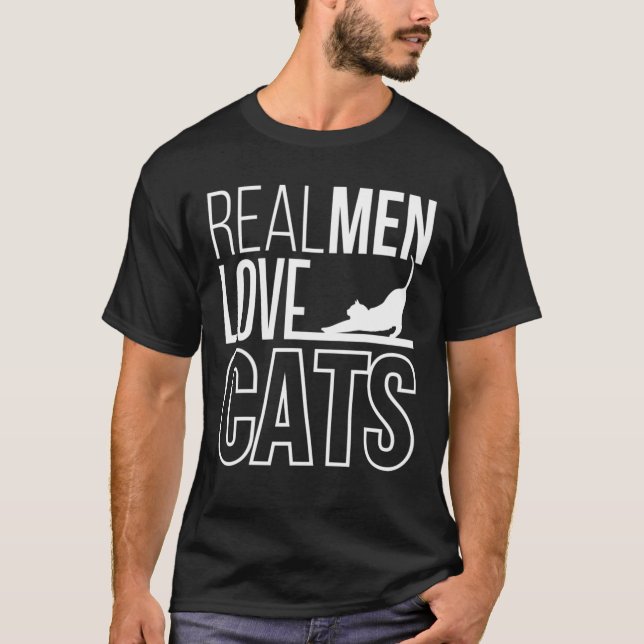 T-shirt Les vrais hommes aiment les chats (Devant)
