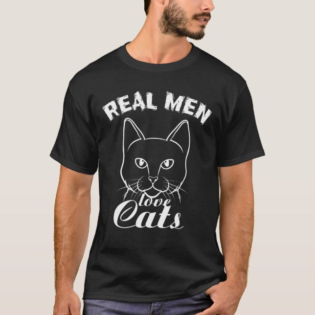 T-shirt Les vrais hommes aiment les chats (Devant)