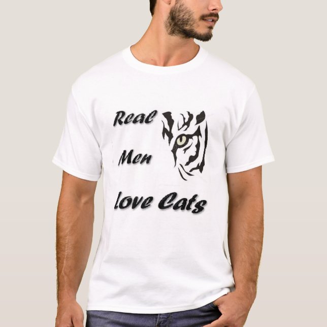 T-shirt Les vrais hommes aiment les chats (Devant)