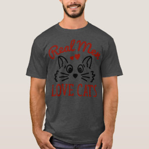 T-shirt Les vrais hommes aiment les chats