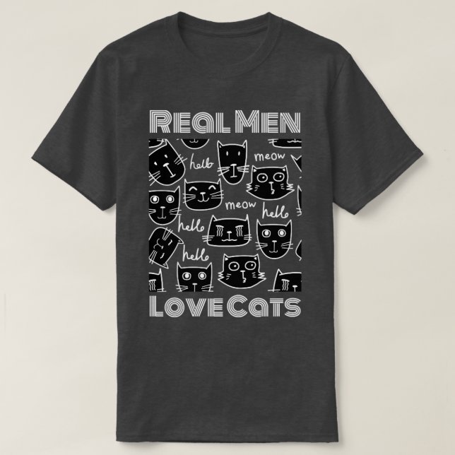 T-shirt Les vrais hommes aiment les chats (Design devant)