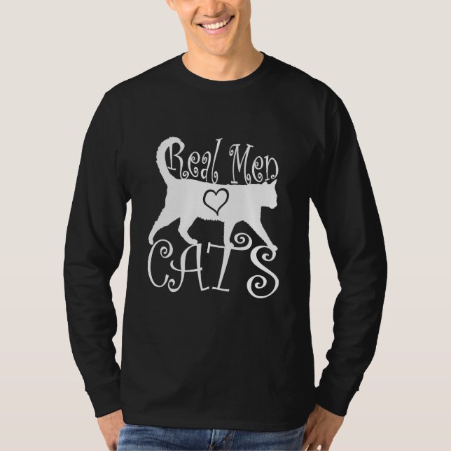 T-shirt Les vrais hommes aiment les chats (Devant)