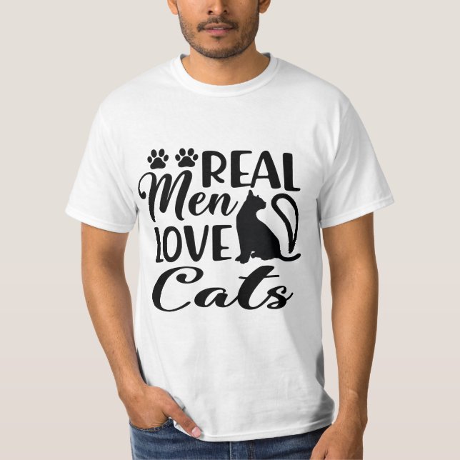 T-shirt Les vrais hommes aiment les chats (Devant)