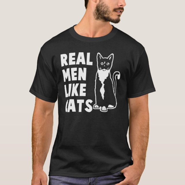 T-shirt Les vrais hommes aiment les chats (Devant)