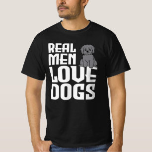 T-shirt Les vrais hommes aiment les chiens