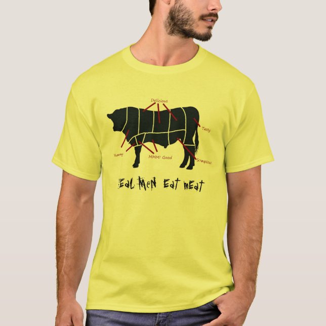 T-shirt Les vrais hommes mangent de la viande ! Le boeuf (Devant)