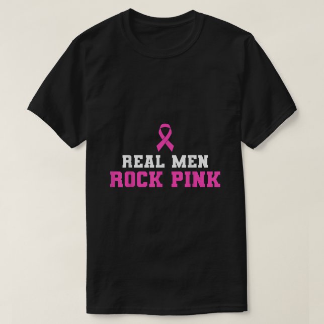 T-shirt Les vrais hommes Rock rose cancer du sein Sensibil (Design devant)