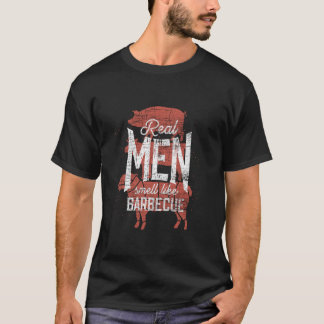 T-shirt Les vrais Hommes Sentent Comme Barbecue Fumée Vian