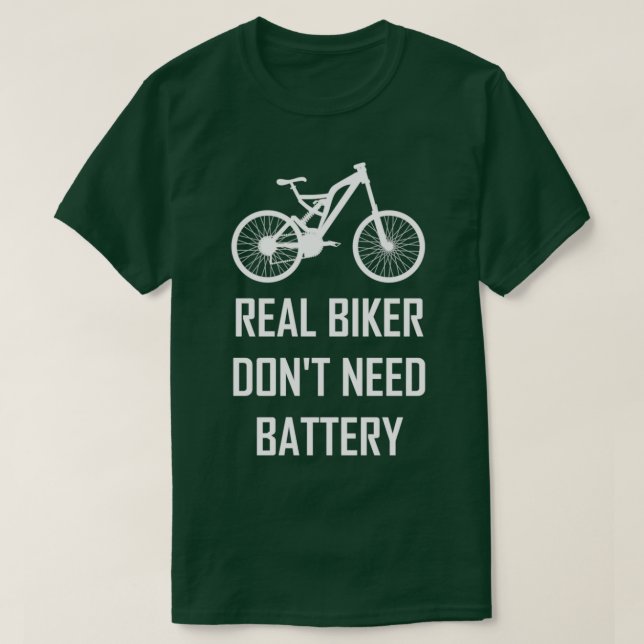 T-shirt Les vrais motards n'ont pas besoin de batterie, vé (Design devant)