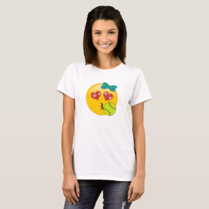T-shirt Les yeux Kissy de coeur d'Emoji du base-ball font