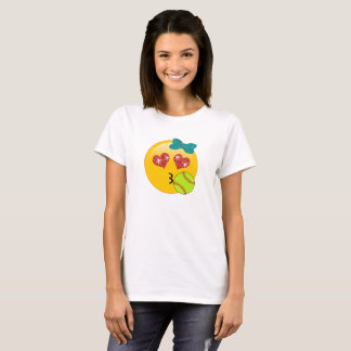 T-shirt Les yeux Kissy de coeur d'Emoji du base-ball font
