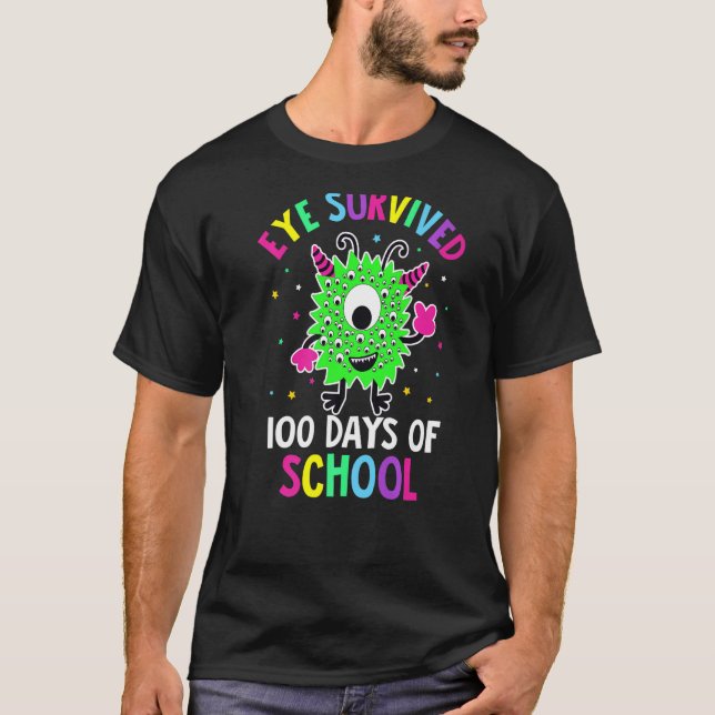 T-shirt Les Yeux Ont Survécu À 100 Jours D'Étudiants Monst (Devant)