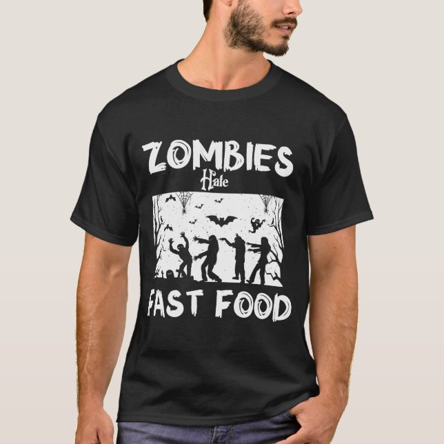T-shirt Les zombies détestent la nourriture rapide Hallowe (Devant)