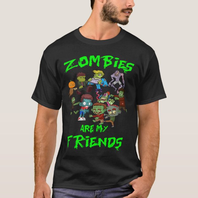 T-shirt Les zombies sont mes amis Halloween (Devant)