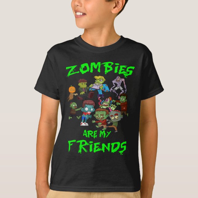 T-shirt Les zombies sont mes amis Halloween (Devant)