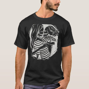 T-shirt Lesbian Couple Lgbtq Pride Skeletons Kissing Valen