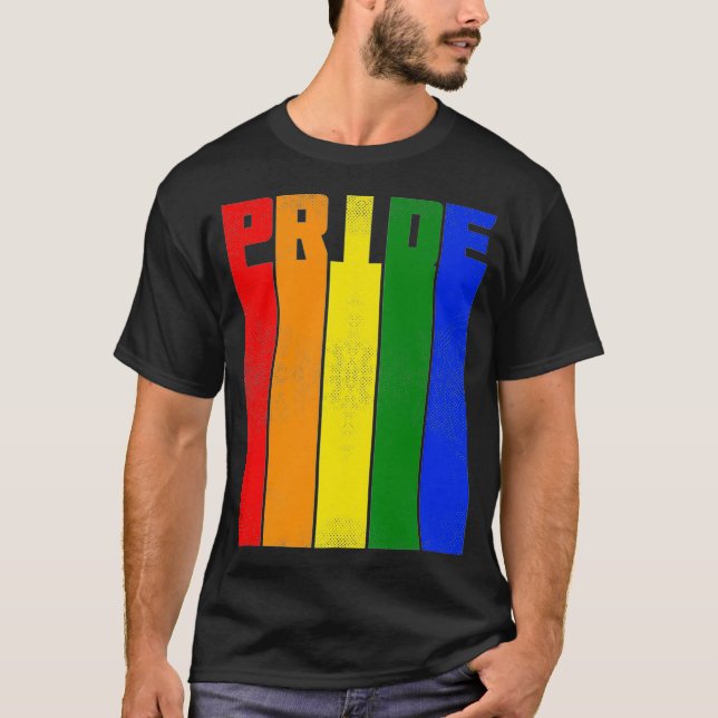 T-shirt Lesbian Gay LGBTQ Prith Mois Rainbow Flag Premium (Devant)