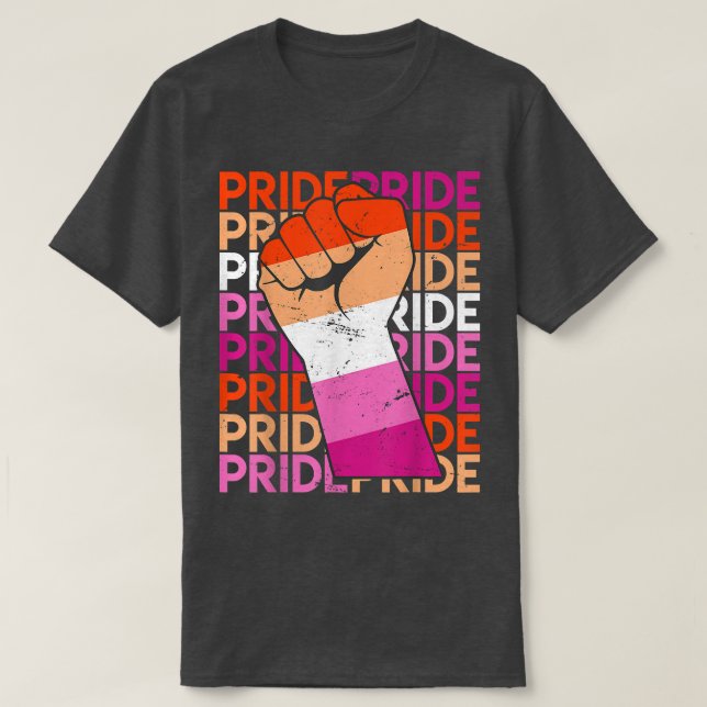 T-shirt Lesbian Pride Pride LGBT Pride Fist Lesbian Flag L (Design devant)
