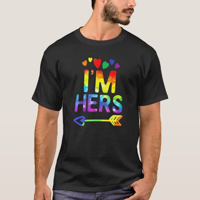 T-shirt Lesbian She's Mine Couples Correspondant Je suis H (Devant)