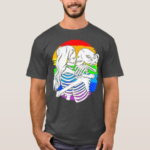 T-shirt Lesbian Skeleton Couple Lesbian Pride Pour Hallowe