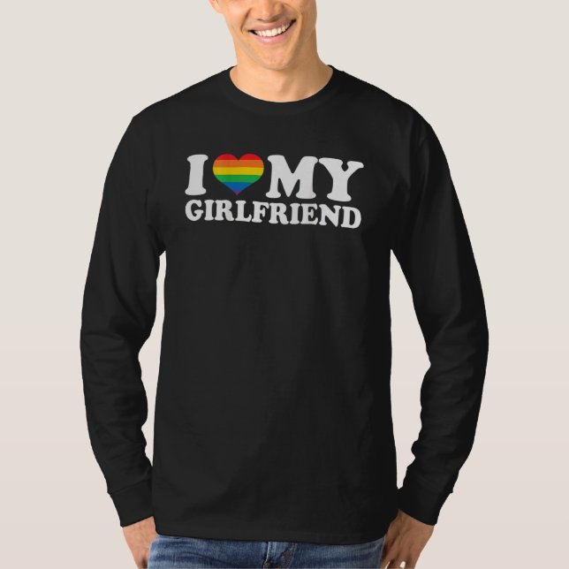 T-shirt Lesbienne I Love My Girlfriend Lgbt Heart My Girlf (Devant)