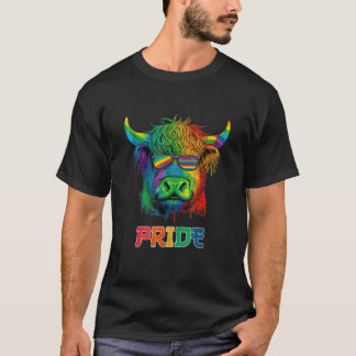 T-shirt Lesbienne LGBT Gay pride Scottish Highland Cow T S