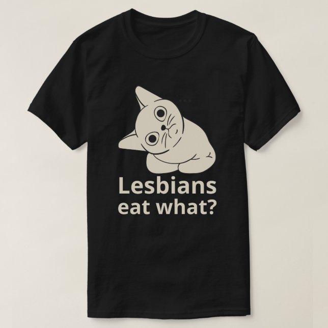 T-shirt Lesbienne mange quoi? (Design devant)