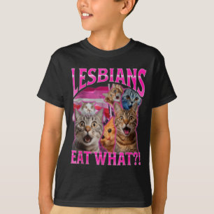T-shirt Lesbiennes Mangent Quoi_ Drôle Chat Fierté Gay LGB