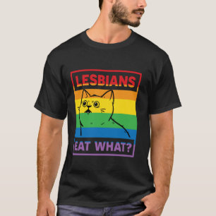 T-shirt Lesbiennes Mangent Quoi Drôle Chat Gay Pride LGBTQ