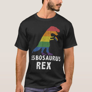 T-shirt Lesbosaurus rex dinosaure dans le drapeau arc-en-c