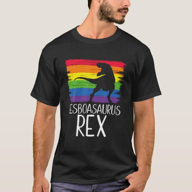 T-shirt Lesbosaurus Rex drôle LGBT Dinosaur Lesbienne Rain (Devant)