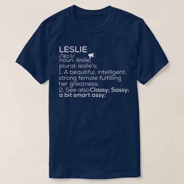 T-shirt Leslie Nom Leslie Définition Leslie Nom Femme L (Design devant)